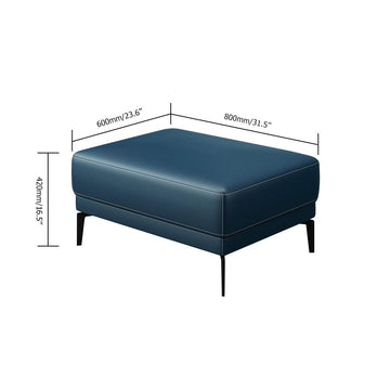 Blue Entryway Bench Faux Leather Upholstered Ottoman